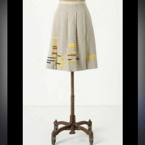 Anthropologie Maeve Hatch Beige 100% Linen Skirt 2